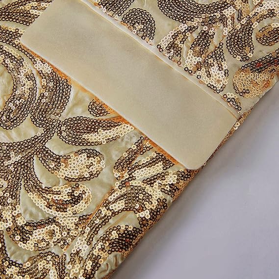 PYJTRL Men Stylish Satin Face Sequins Floral Pattern Suit Jacket Blazer (Gold, S)