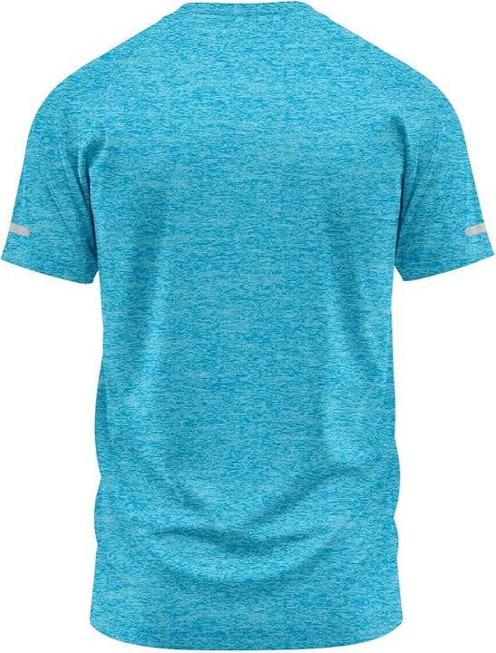 Mens Short Sleeve T-Shirts Workout Athletic Fit Moisture Wicking Fast Drying Reflective Logo Sports T-Shirts Tops Sea Blue
