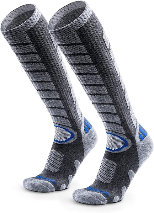 WEIERYA Merino Wool Ski Socks for Skiing, Snowboarding, Outdoor Sports Performance Socks Grey S
