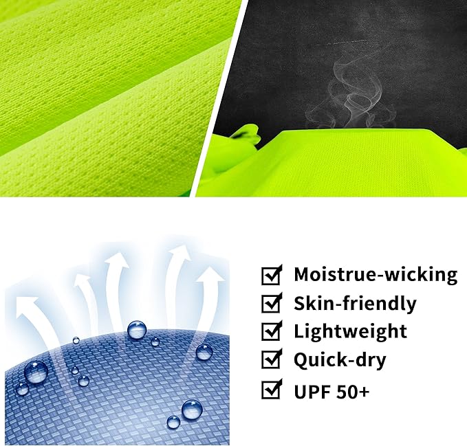 Dooy Men's Cycling Bike Jersey, Short Sleeve MTB Shirts with 3 Rear Pockets-Breathable,Smooth Zipper Biking Shirt, Yellow, XL