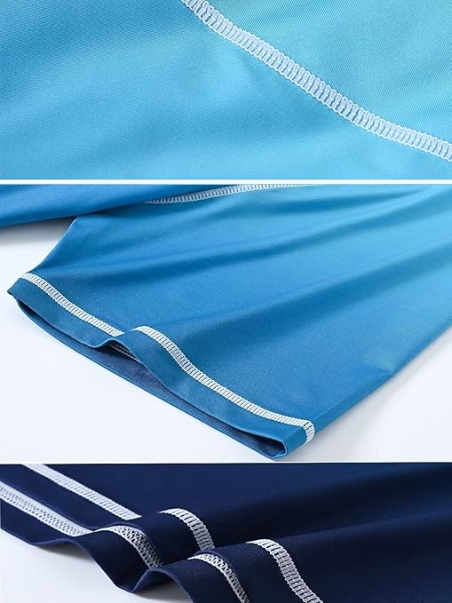 YuKaiChen Men's UPF 50+ Rash Guards Short Sleeve Swim Shirts Quick Drying Sun Protection Rash Vest Gradient Blue M