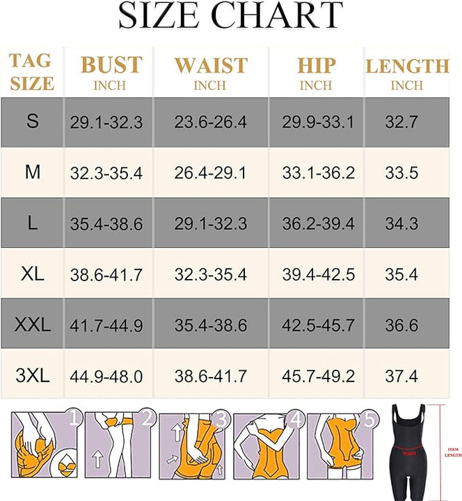 Chumian Waist Trainer Bodysuit for Women Tummy Control Full Body Shaper Open Bust Shapewear Thigh Slimmer Corset (Black, X-Large)