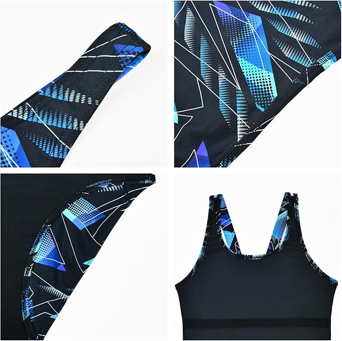 Veranobreeze Women’s Athletic Print One Piece Swimsuits Training Swimwear Racerback Competitive Bathing Suit for Women