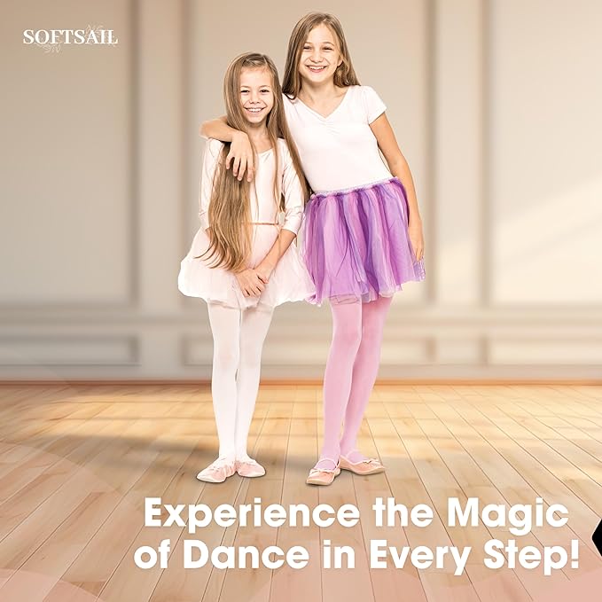 OVISSA Ballet Tights for Girls - School Uniform Dancing Sport 50 DEN With Microfibre - Strong Footed Soft Tights for Kids 9-10 Years, Baby Pink