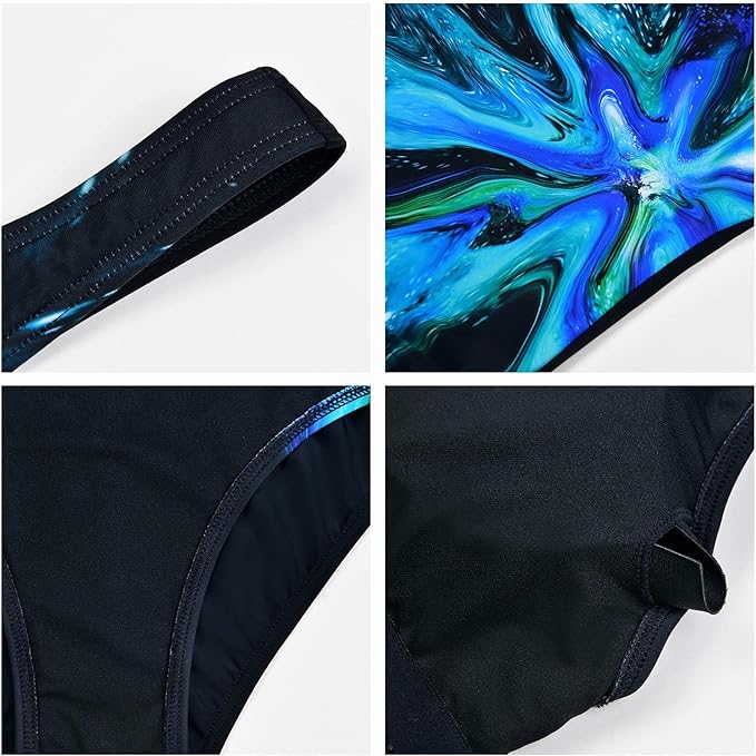 Veranobreeze Women’s Athletic Print One Piece Swimsuits Training Swimwear Racerback Competitive Bathing Suit for Women (Green Flame, UK16)