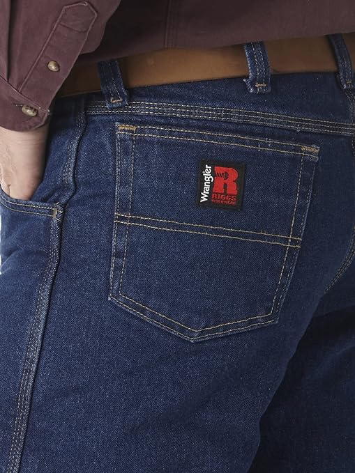 Wrangler Riggs Workwear Men's Riggs Workwear Fleece Lined Relaxed Fit Jean Work Utility Pants, Night Brown/Black, 35W x 32L