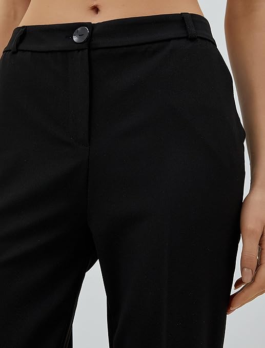 Koton Women's Flare Leg Kumaş Trousers High Rise Shorts, Black (999), Size 6