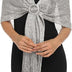 Rheane Sparkling Metallic Shawls and Wraps with Buckle for Evening Party Dresses Wedding Party, C. Dark Gray/Silver (With Silver Buckle), Large