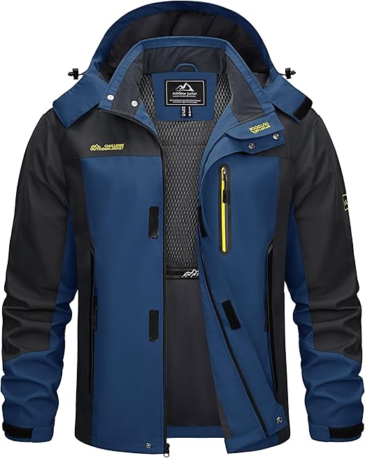 TACVASEN Military Jacket Mens Waterproof Outdoor Jacket Bomber Flight Breathable Warm Outdoor Ski Snow Skiing Sports Jacket Denim Blue, XXL