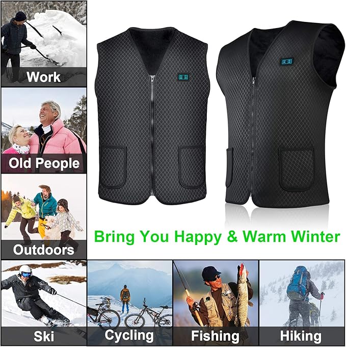 SHAALEK Heated Vest Men Women - Heated Jacket, 10000mAh Heated Gilet for Winter Outdoor, XL