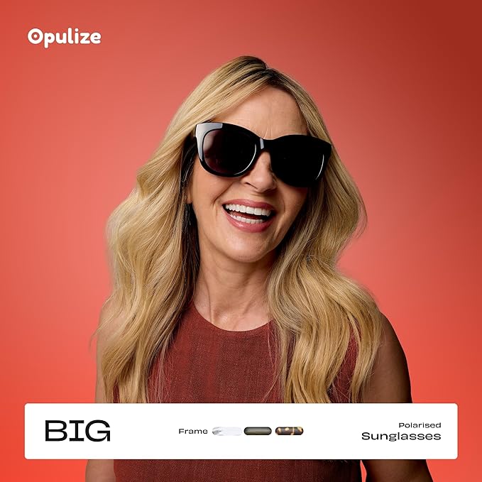 OPULIZE BIG Sunglasses - Bold Fashion Frame - Brown Tinted Lens - Anti-reflective & Anti-Glare - Polarised Lenses With UV400 Protection - Spring Hinges - Brown Tortoiseshell - Mens Womens