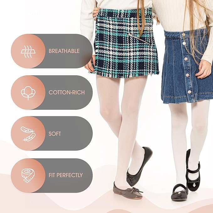 OVISSA Ballet Tights for Girls - School Uniform Dancing Sport 50 DEN With Microfibre - Strong Footed Soft Tights for Kids 9-10 Years, Baby Pink