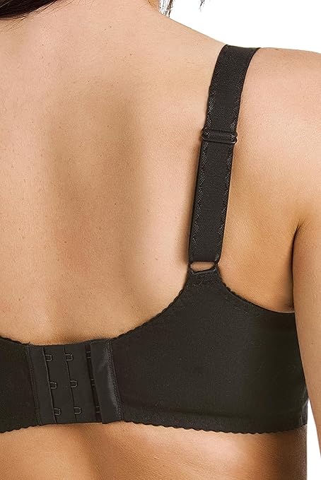 Teyli Bras for Women with Adjustable Straps - Women's Bra with lace Detail - Soft Cotton Bra - Underwired Bras Black 30J