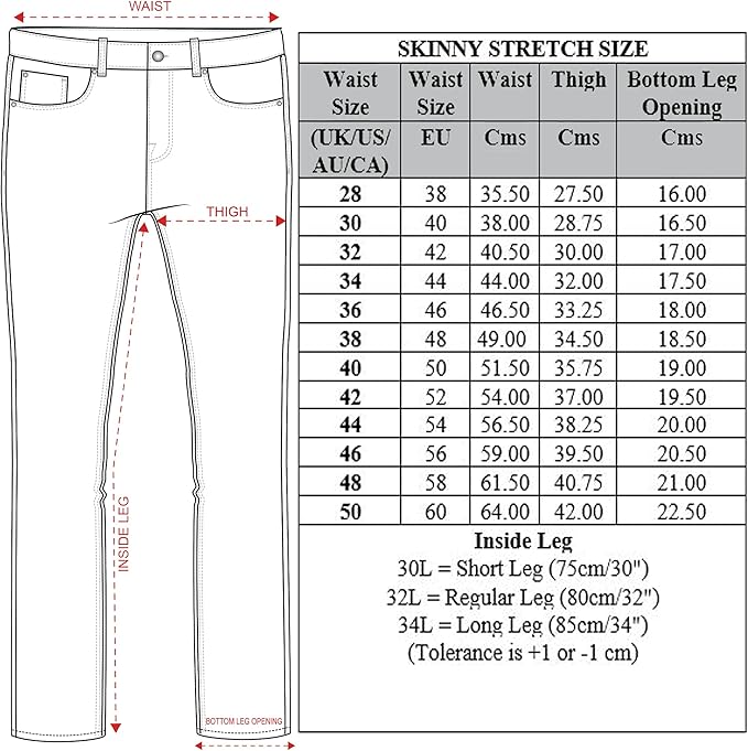Kruze Mens Designer Skinny Stretch Fit Chinos Branded Trousers Pants 28W x 30L Navy