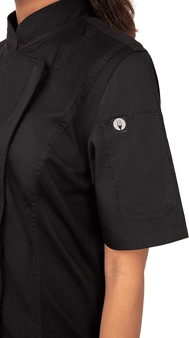 Chef Works Women's Springfield Chef Coat Jacket, Black, 3X-Large