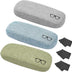 XYQMLY 3 Pack Hard Shell Eyeglasses Case, Unisex Portable Glasses Protection Case Linen Fabrics Glasses Case, Blue/Green/Grey, Medium