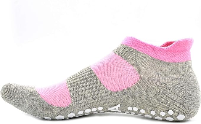 Busy Socks 2 Pack Non Slip Yoga Pilates Fitness Hospital Grip Socks for Women Men, Non Skid Barre Dance Ankle Cushioned Sock - - Medium
