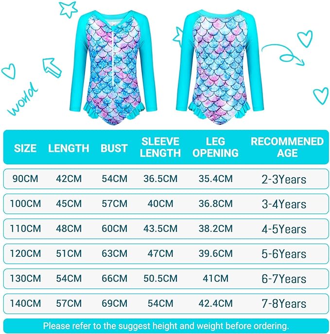 Vine Girls Swimsuit One Piece Swimwear Long Sleeve