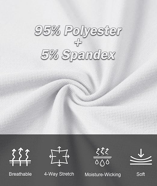 geeksport Men's Polo Shirt Short Sleeve Golf Polo Outdoor Breathable Tops for Mens Sports T-Shirt Work Tee White XL