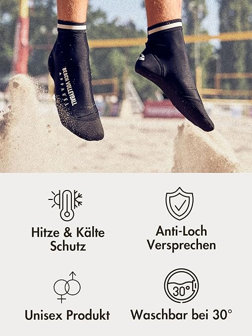 Beach Volleyball Apparel Neoprene Sand Socks (Black, UK 5-7.5 M