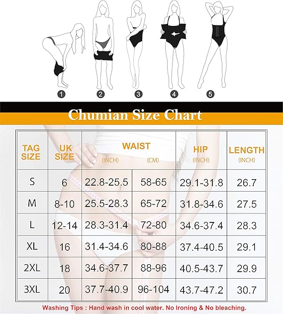 Chumian Women Waist Trainer Corset Firm Control Shapewear Slim Full Body Shaper Open Bust Bodysuit (Black, X-Large)
