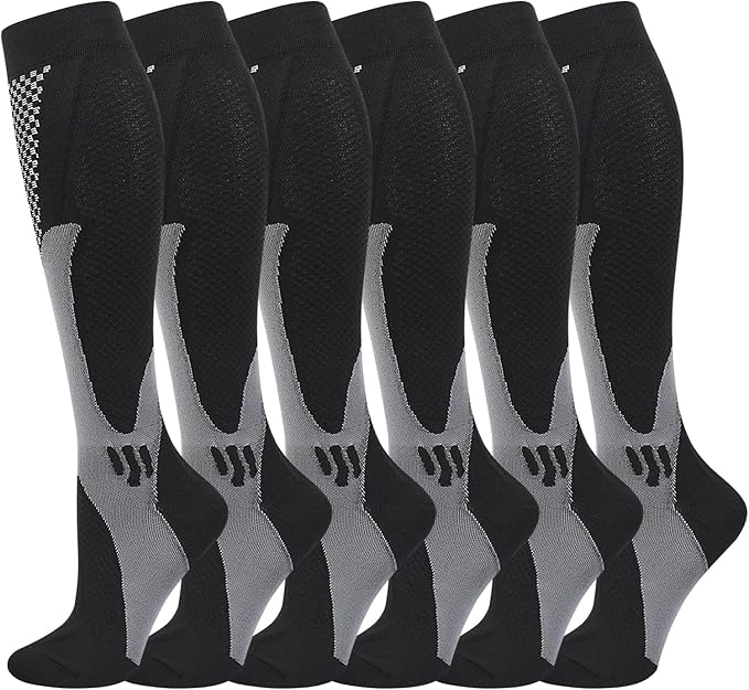 Compression Socks (2 Pairs) for Men Circulation 20-30 mmhg Medical Compression Stockings Women Nursing (Black, XXL)