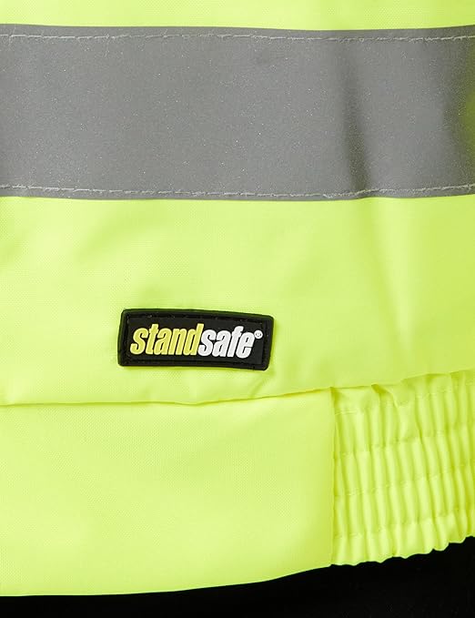 StandSafe Men's HV002 Vis Bomber Jacket Waterproof Padded Warm Winter Coat Work Executive EN343 Hi Viz PPE Safety Workwear, Yellow, M