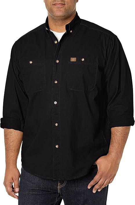Wrangler Men's Logger Twill Long Sleeve Workshirt SHIRT, Black, L
