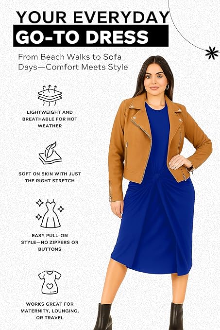 Re Tech UK - Womens Sleeveless Baggy Loose Racer Dress - Lagenlook Tulip Round Neck - Maxi Dresses for Women UK, Ladies Summer Dresses, Beach Holiday Clothes, Plus Size Dress for Women Blue 24-26