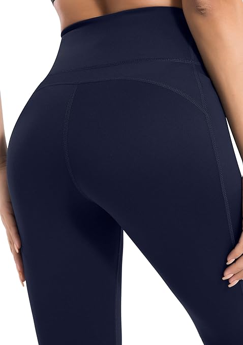JOYSPELS Women's High Waisted Gym Leggings - Yoga Pants Womens Workout Running Sports Leggings with Pockets - NavyBlue - M