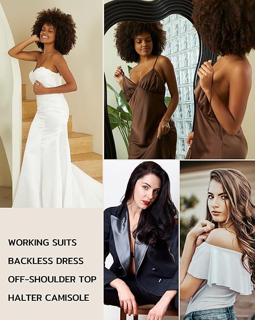 Niidor Adhesive Bra Strapless Sticky Invisible Push Up Fabric Bra Nipple Covers for Backless Dress, Nude, D