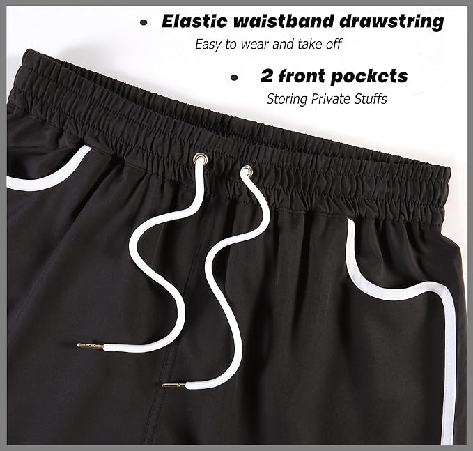 APTRO Women Swim Shorts Board Shorts Swimming Surf Beach Shorts Bikini Bottoms Quick Dry Ladies Swim Trunks Black, 2XL