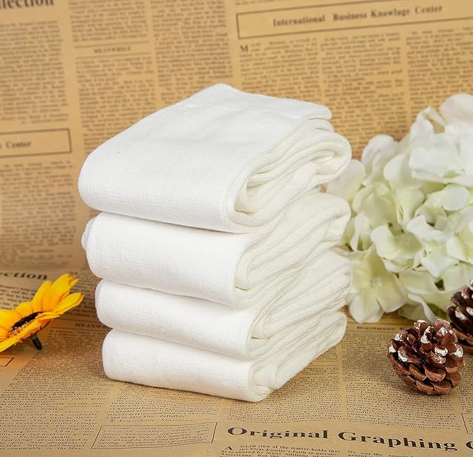 Truebuy® Back to School Kids Girls White Plain Knee High Socks 3 Pairs Long Smooth TrThigh Grip Knitted Cotton Rich Socks UK12-3