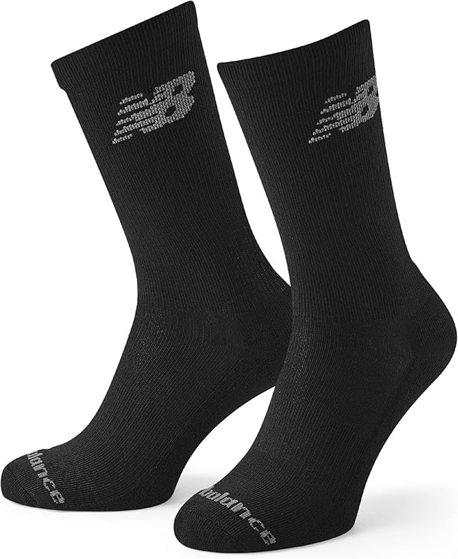 New Balance Mens Everyday Performance 10 Pack Crew Socks, Black, M UK