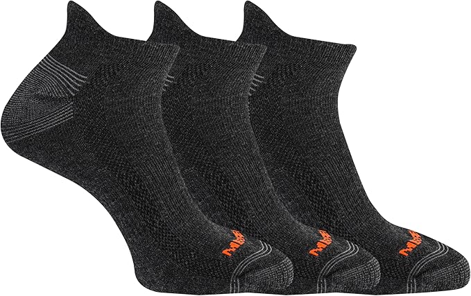Merrell Unisex's Men's and Women's Recycled Everyday Half Cushion Low Cut Tab Socks-3 Pairs-Breathable Hiking, Black, X-Large