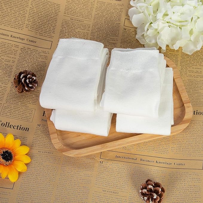 Truebuy® Back to School Kids Girls White Plain Knee High Socks 3 Pairs Long Smooth TrThigh Grip Knitted Cotton Rich Socks UK12-3