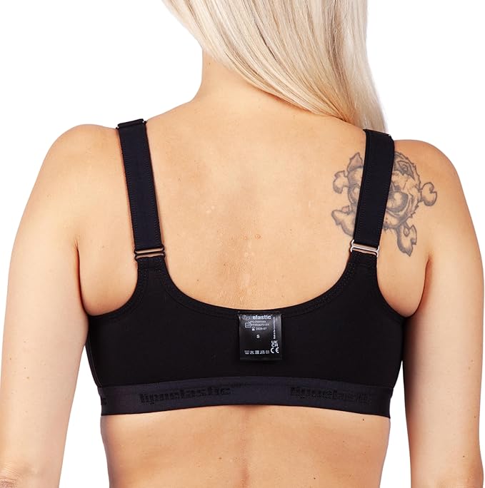 LIPOELASTIC PI Active - Compression Bra Post-Surgery | Sports Bra for Women | Post-Surgery Bra for Women with Front Closure Black, S