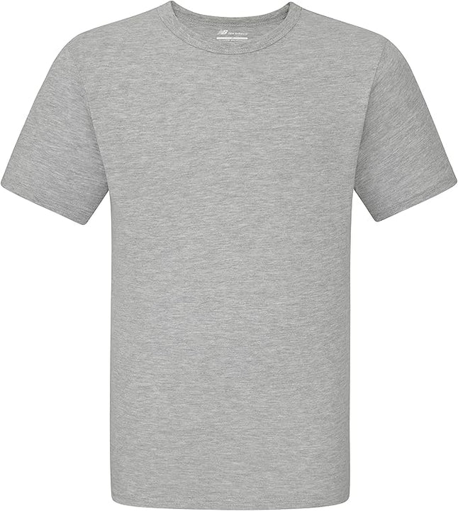 New Balance Men's Cotton Performance Crew Neck Tee T-Shirt, Black/White/Heather Grey, Medium
