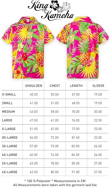 King Kameha Men's Pineapple-Designs Summer-Party-Shirts Short-Sleeve, Pineapple, Pink, S