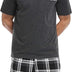 Vlazom Men's Pyjamas Set Short Sleeve Soft Pj's Top and Plaid Shorts for Sleepwear Loungewear with Pockets Dark Grey, L
