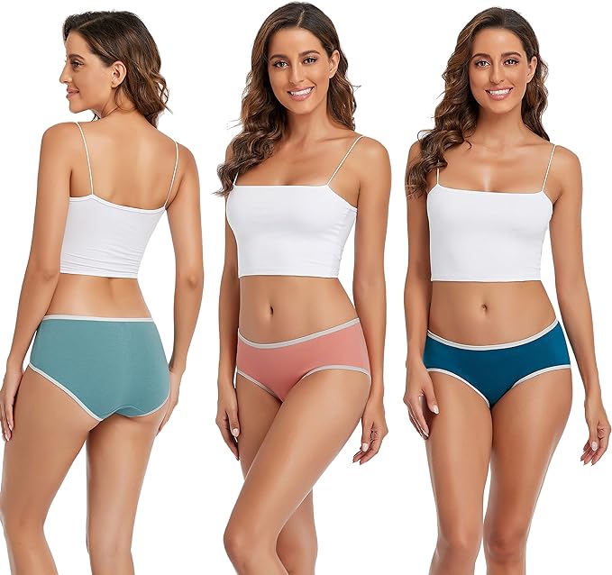 TUTUESTHER Cotton Hipster Knickers Ladies Low Rise Underwear Panties No Show Full Coverage Briefs 6 Pack(16,Purple Red/Chrome Yellow/Vivid Blue/Rogue red/Bright Yellow/Grey-Green)