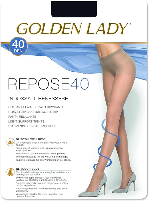 Golden Lady Women's Tights Repose 40 5 Pairs Pantyhose, 40 den, Melon, L (Pack of 5)
