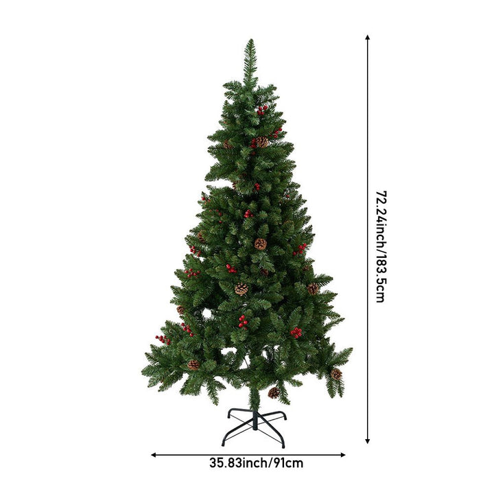 Artificial Christmas Tree with Snowflakes, Berries & Pine Cones – Full PVC Branches