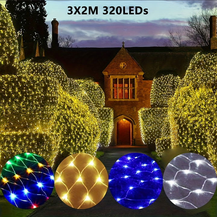 320 LED Net Mesh Lights 3x2m – 8 Modes Christmas Fairy Lights UK Plug