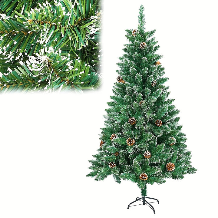 Artificial Christmas Tree with Snow Effect – Pine Cones & Metal Stand