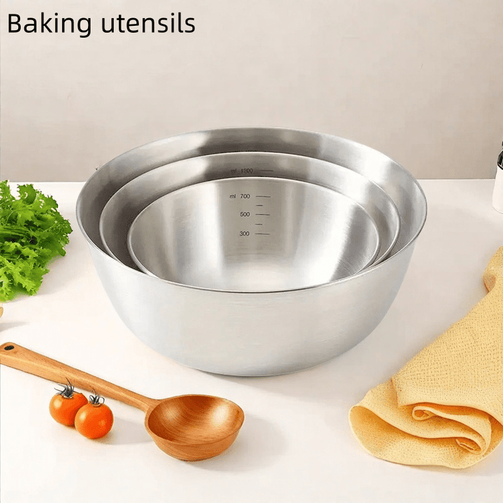 3Pcs Stainless Steel Mixing Bowl Set – Durable Kitchen Bowls for Baking & Cooking