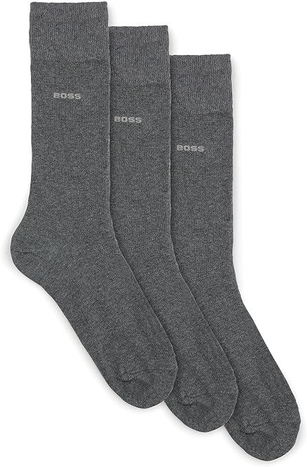 BOSS Men's 3P RS Uni CC Regular Socks, Medium Grey, 9-11