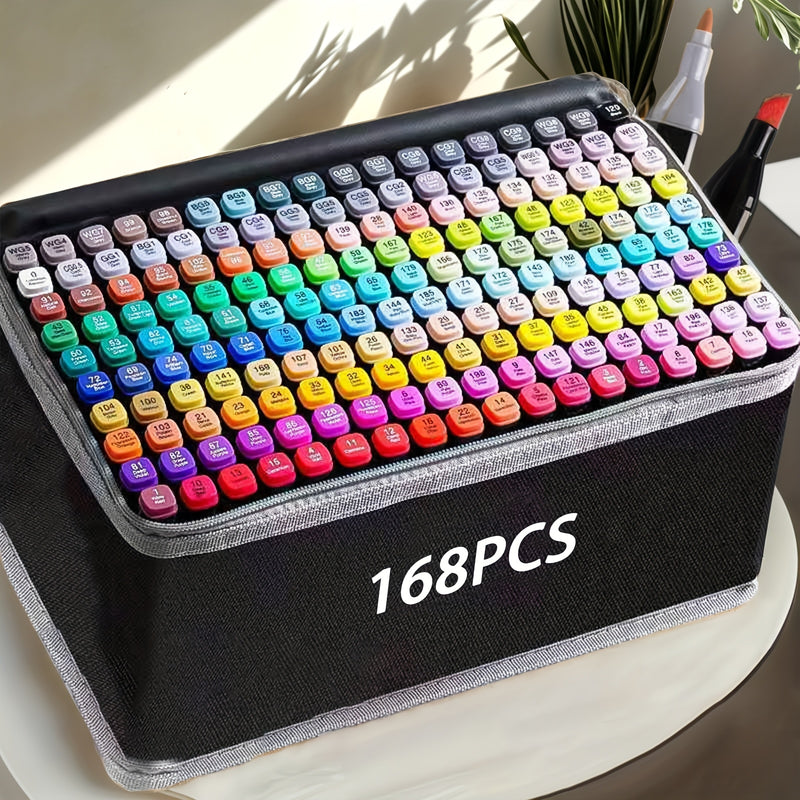 120/168 Colours Alcohol Markers – Dual Tip Art Pens with Carry Bag & Stand