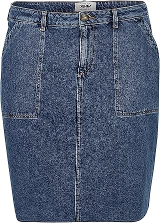 New Look Curves Women's Utility Skirt, Blue (Mid Blue 40), 20 UK