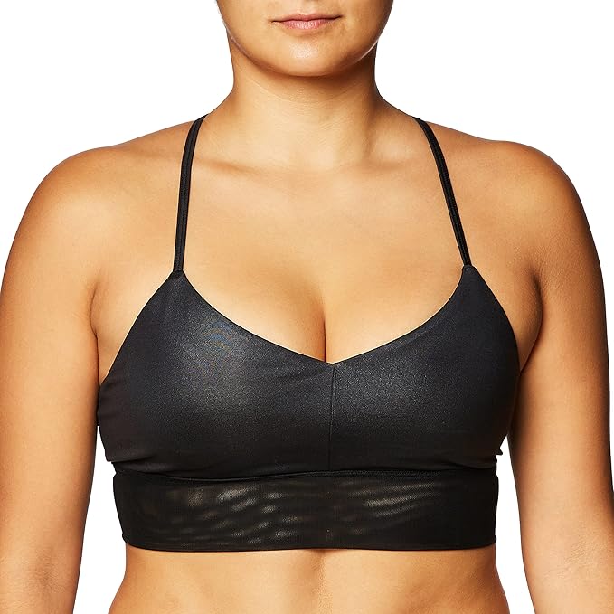 Alo Yoga Women's Lush Bra, Black Glossy/Black, X-Small
